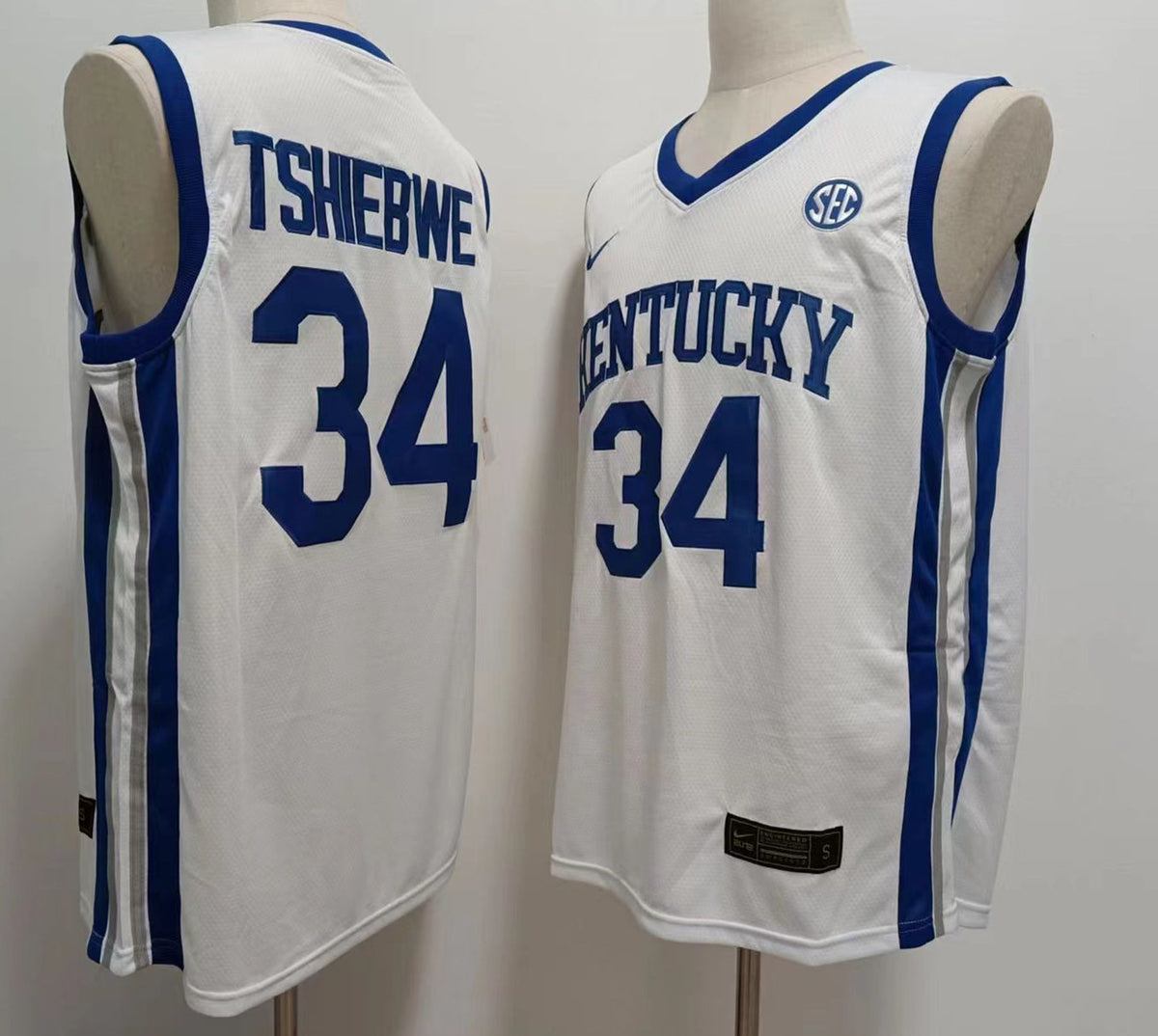 Custom Oscar Tshiebwe #34 Kentucky Wildcats Royal White Basketball Jersey -All Stitched