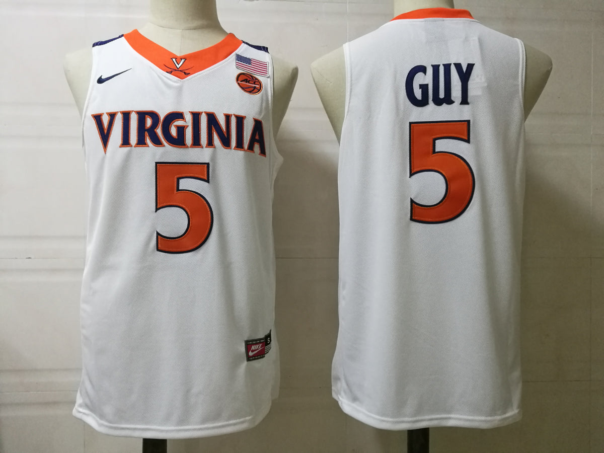 Custom Kyle Guy #5 Virginia Cavaliers Navy White Basketball Jersey -All Stitched
