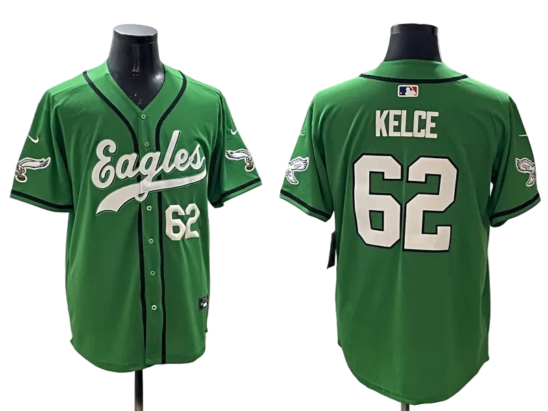 Custom Saquon Barkley Philadelphia Eagles Green Stitched Baseball Jersey -All Stitched