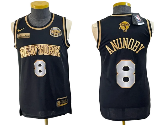 2026 OG Anunoby Jalen Brunson Josh Hart Karl-Anthony Towns Jose Alvarado Black Gold Baskeball Jersey -All Stitched