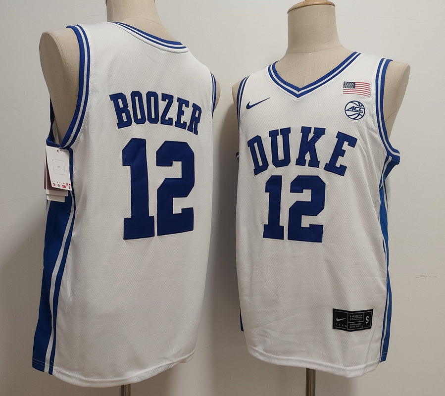 Custom Cameron Boozer #12 Duke Blue Devils Royal Navy White Black Basketball Jersey -All Stitched