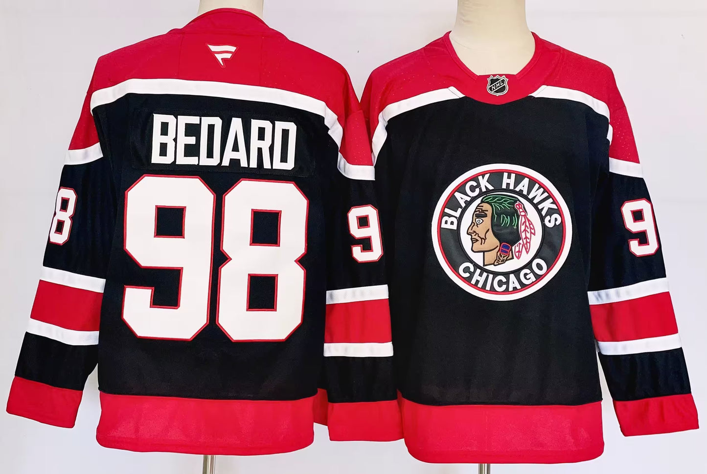 Custom 2026 Connor Bedard Home Red White Black Premium All Stitched Hockey Jersey