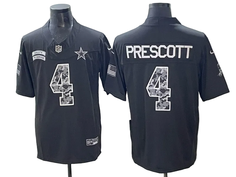 Custom Caleb Downs Tyler Shough Dak Prescott Josh Allen 2026 Salute to Service Retired Black Limited Football Jersey -All Stitched