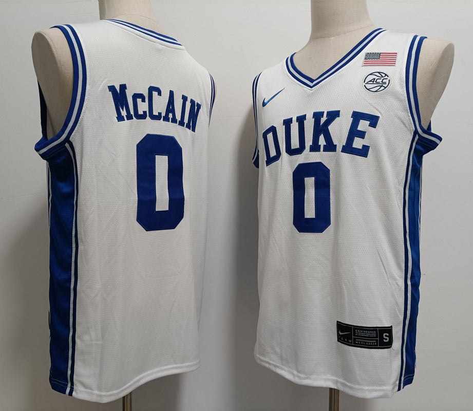 Custom Jared McCain #0 Duke Blue Devils Royal Navy White Basketball Jersey -All Stitched