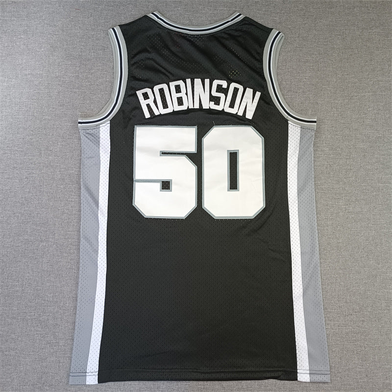David Robinson San Antonio Spurs 1998-99 Black White Baskeball Jersey -All Stitched