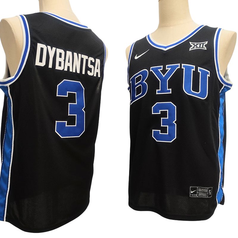 Men's BYU Cougars #3 AJ Dybantsa Blue White Black Basketball Jersey All Stitched