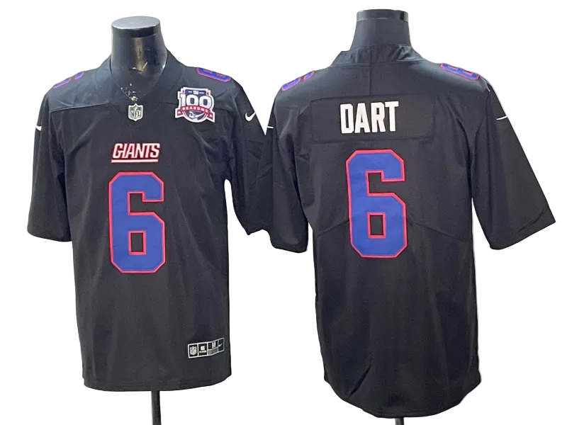 Custom Jaxson Dart Giants Legacy Royal White Black Limited Jersey -All Stitched