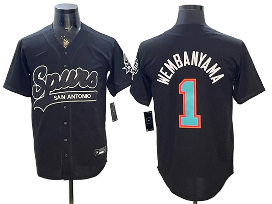 2026 Victor Wembanyama San Antonio Spurs Baseball Jersey -All Stitched