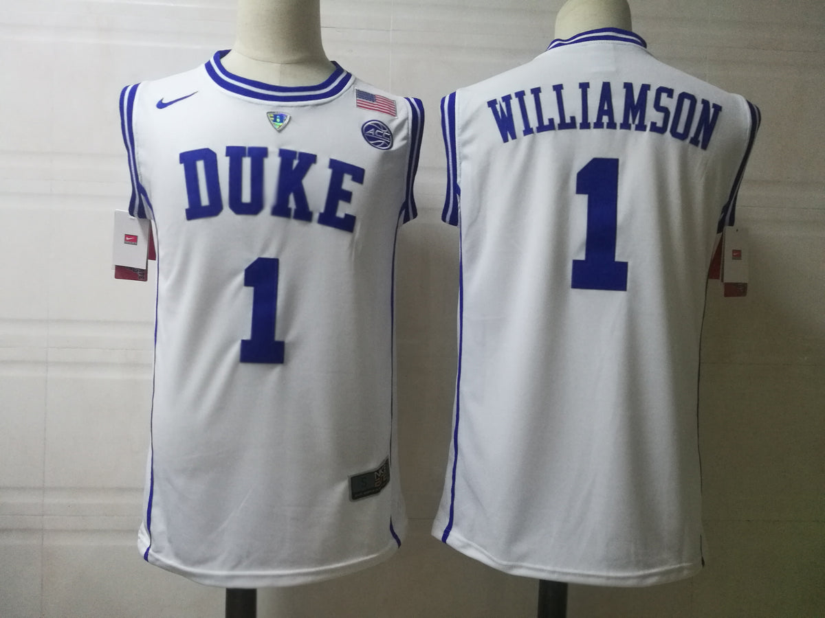Custom Zion Williamson #1 Duke Blue Devils Royal Navy White Basketball Jersey -All Stitched