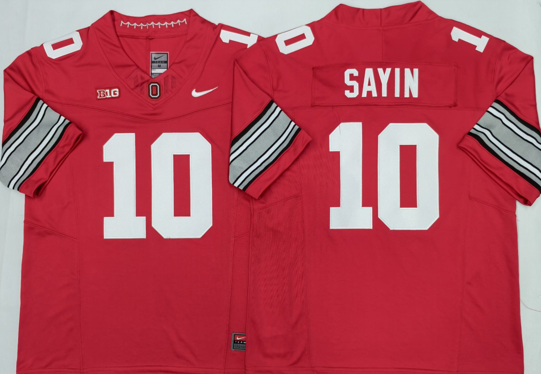 Custom Julian Sayin #10 Ohio State Buckeyes Scarlet White Black Limited Football Jersey -All Stitched