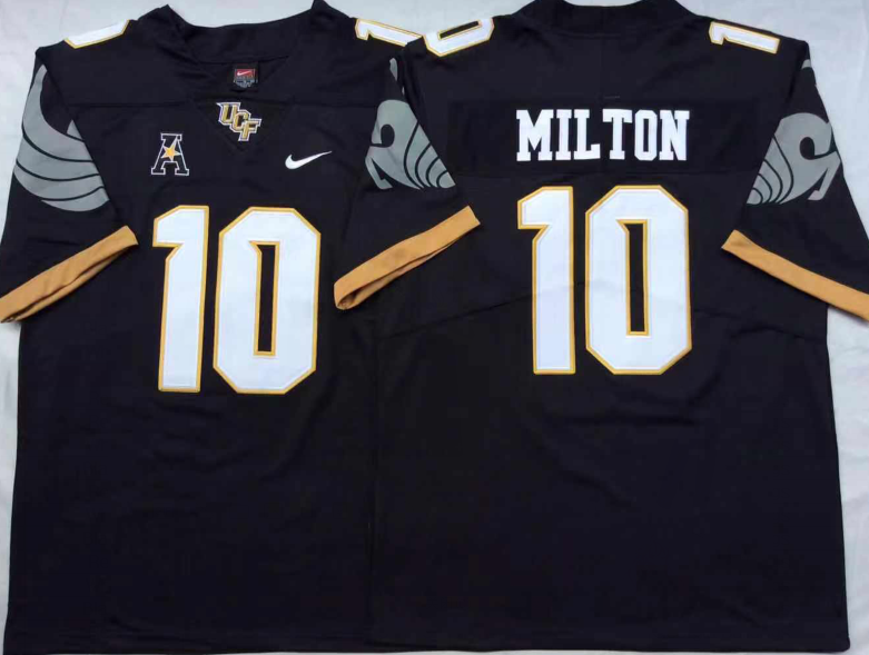Custom McKenzie Milton #10 UCF Knights Black White Limited Football Jersey -All Stitched