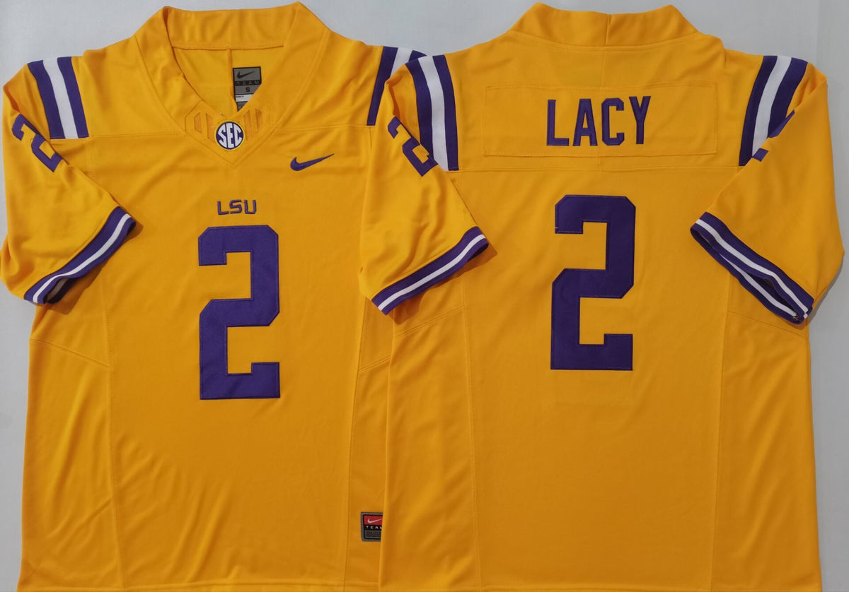 Custom Kyren Lacy #2 LSU Tigers Gold White Purple Limited Football Jersey -All Stitched