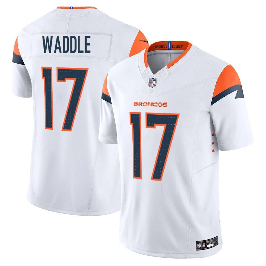 Custom Jaylen Waddle Broncos Royal White Orange Navy Limited Football Jersey -All Stitched