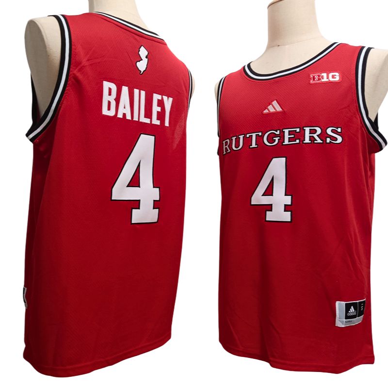 Men's Rutgers Scarlet Knights #4 Ace Bailey Red White Basketball Jersey All Stitched
