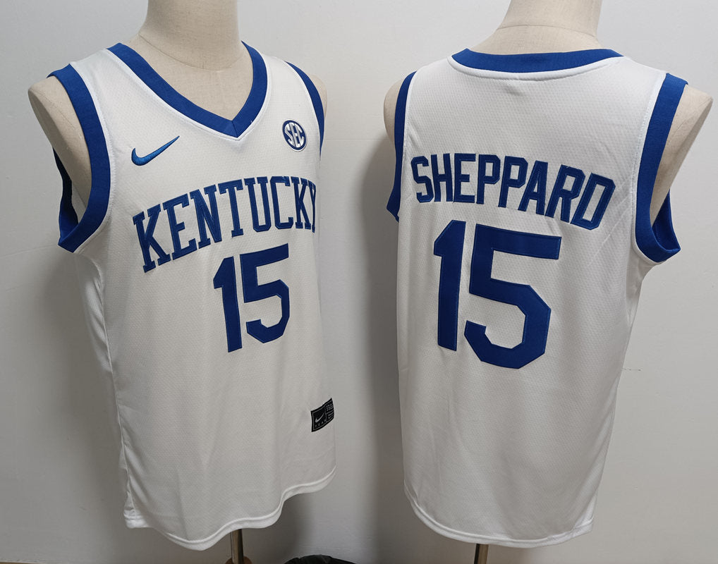 Custom Reed Sheppard #15 Kentucky Wildcats Royal White Basketball Jersey -All Stitched