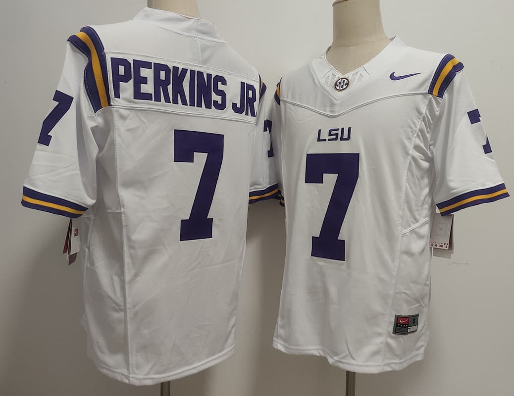 Men's Harold Perkins Jr. #7 LSU Tigers Vapor Purple White Football Jersey -All Stitched