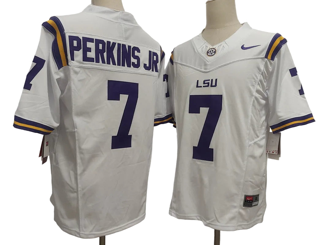 Custom Harold Perkins Jr. #7 LSU Tigers White Purple Limited Football Jersey -All Stitched