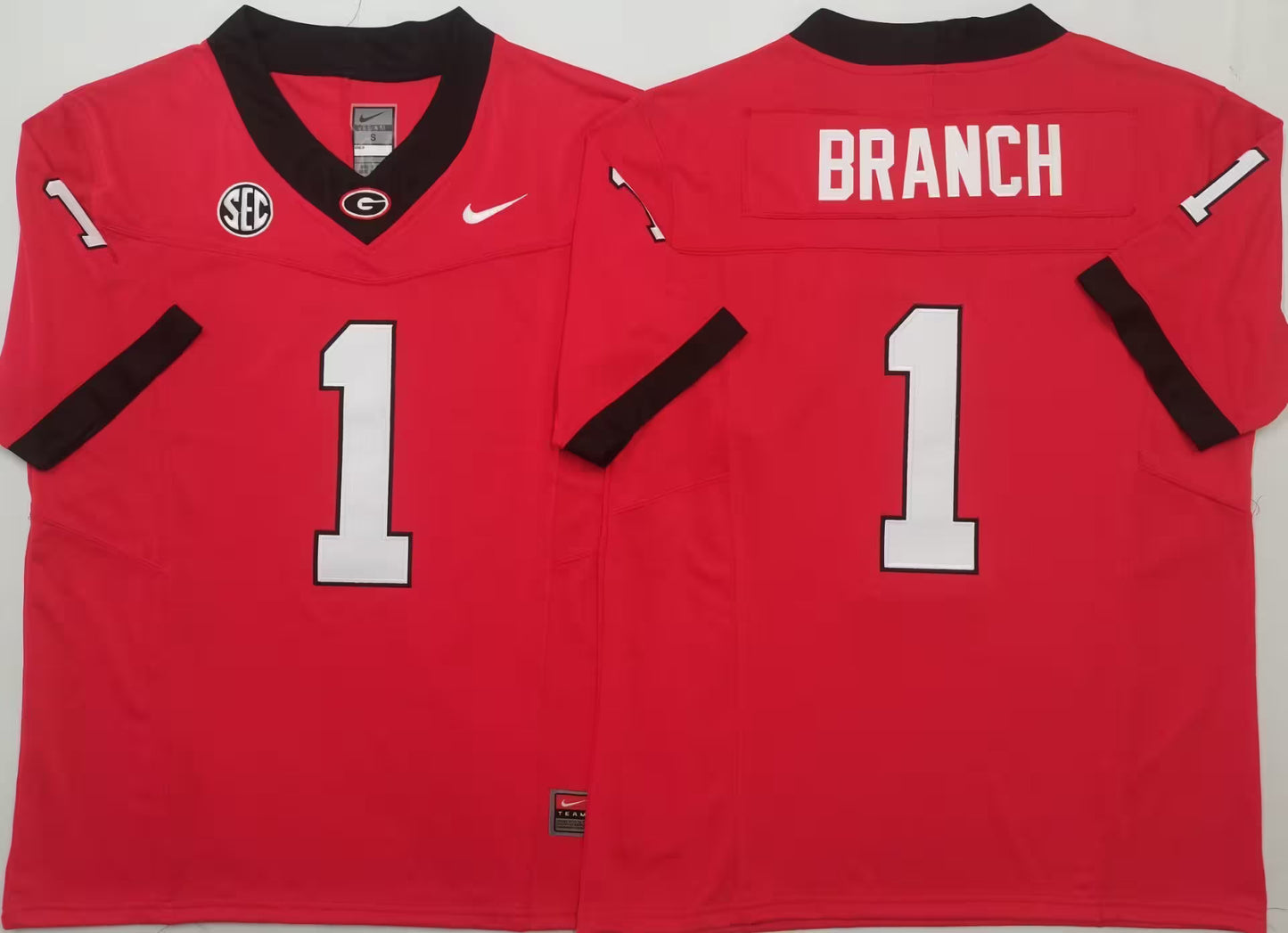 Men's Zachariah Branch Black Vapor Jersey #1 Red White Georgia Bulldogs Stranger Things Edition-All Stitched