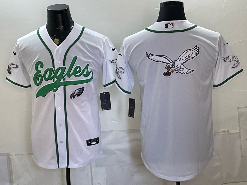 Custom Saquon Barkley Philadelphia Eagles White Stitched Baseball Jersey -All Stitched