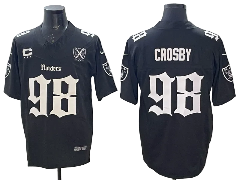 Custom Maxx Crosby Raiders Black White Limited Football Jersey -All Stitched