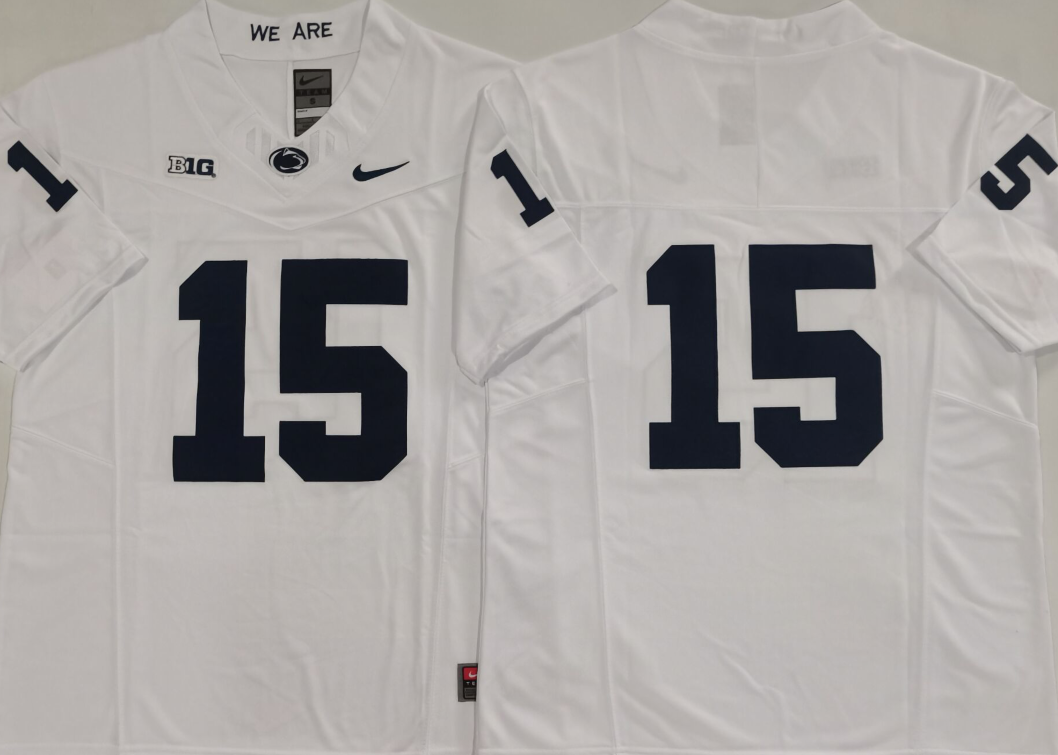 Men's #15 Penn State Nittany Lions Vapor Navy White Football Jersey -All Stitched
