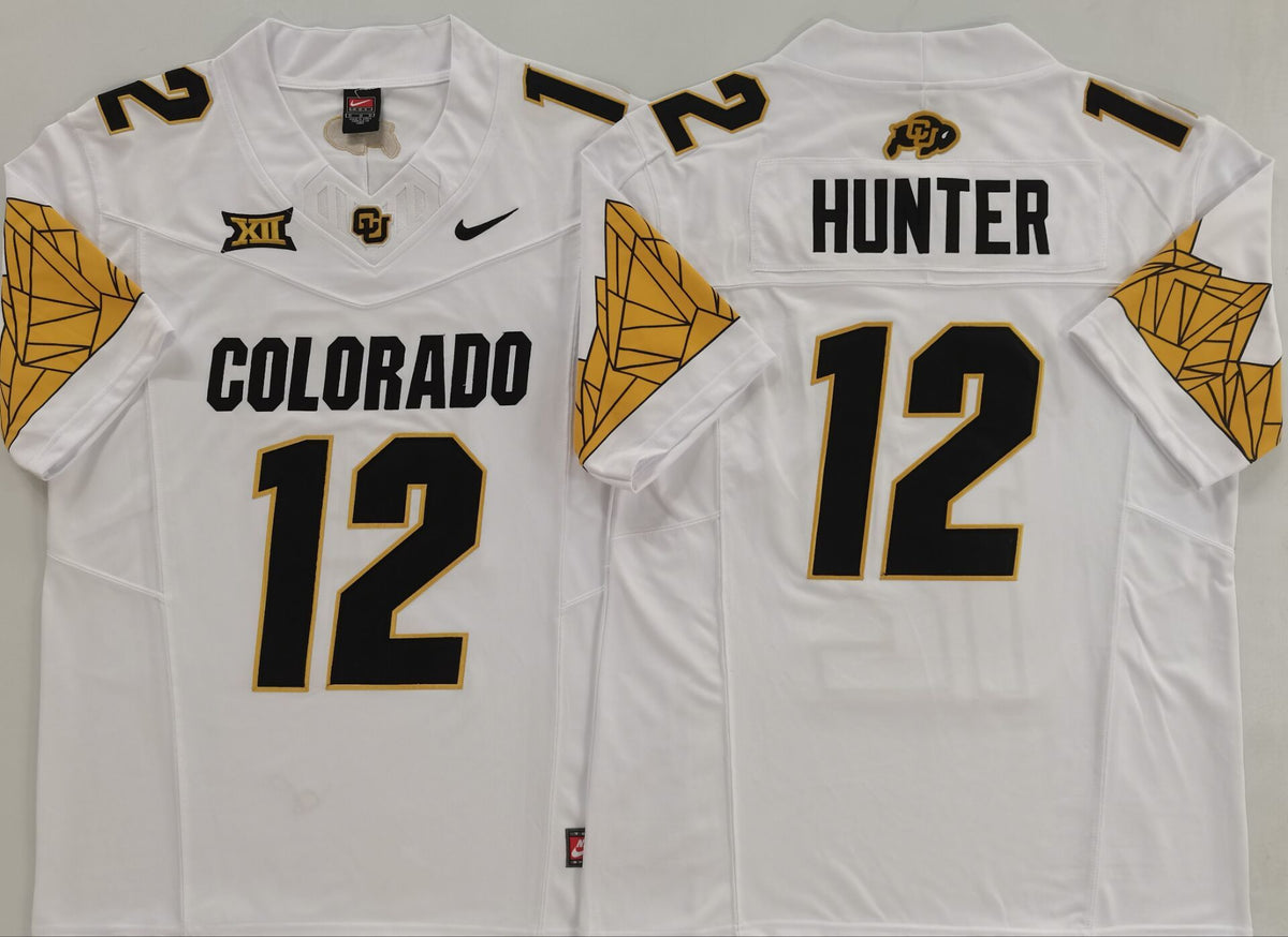 Custom Travis Hunter #12 Colorado Buffaloes White Gray Black Gold Limited Football Jersey -All Stitched
