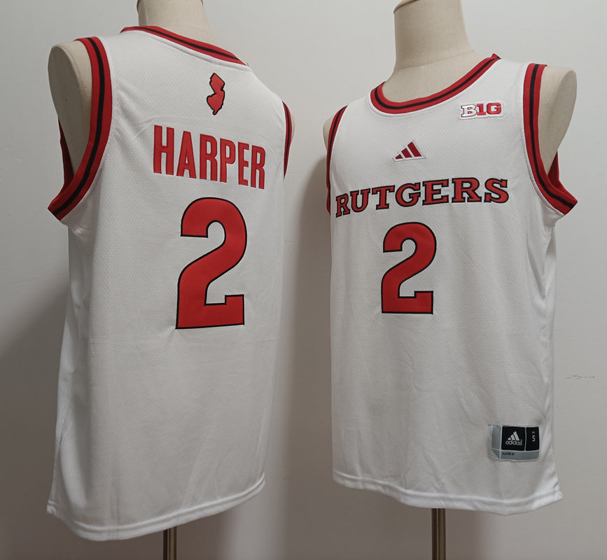 Custom Dylan Harper #2 Rutgers Scarlet Knights Scarlet White Basketball Jersey -All Stitched