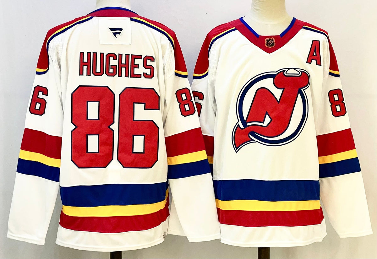 Custom Nico Hischier Jack Hughes Devils Home Red Alternate Black White Hockey Jersey -All Stitched
