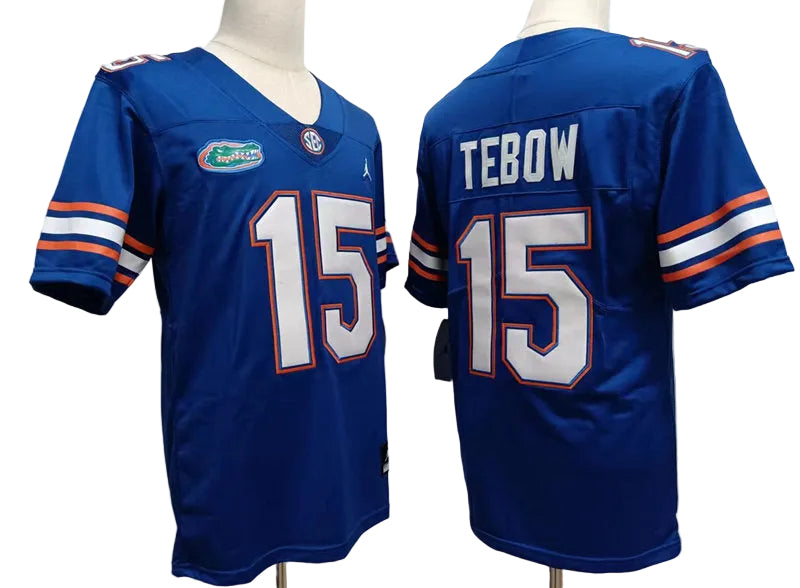 Custom Tim Tebow #15 Florida Gators Royal White Black Limited Football Jersey -All Stitched