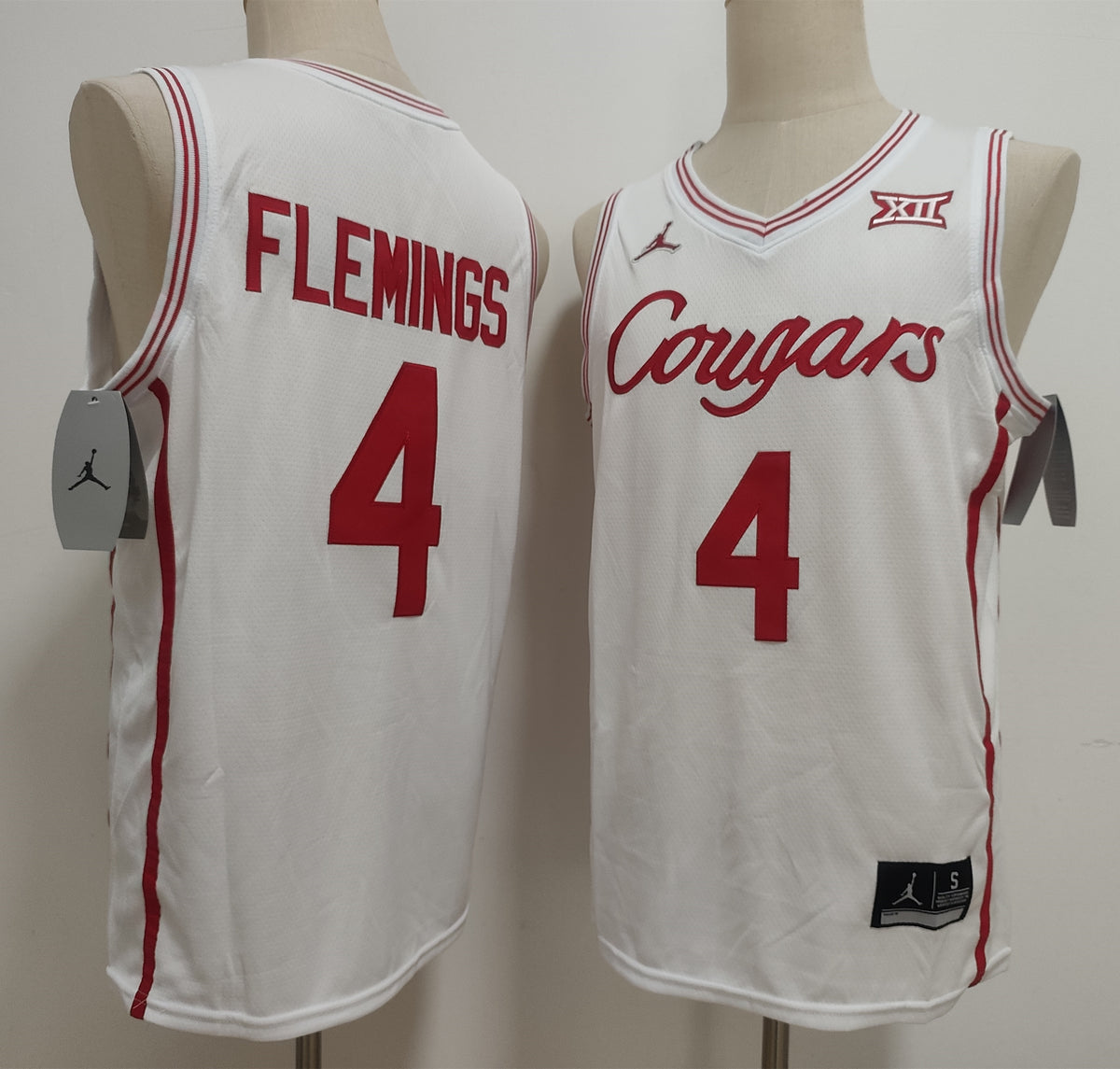 Custom Kingston Flemings #4 Houston Cougars Black White Basketball Jersey -All Stitched
