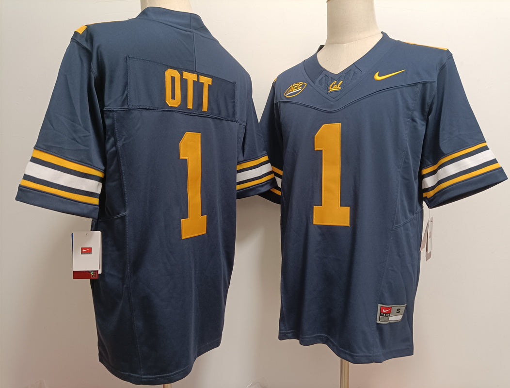 Custom Jaydn Ott #1 Cal Bears Navy White Limited Football Jersey -All Stitched