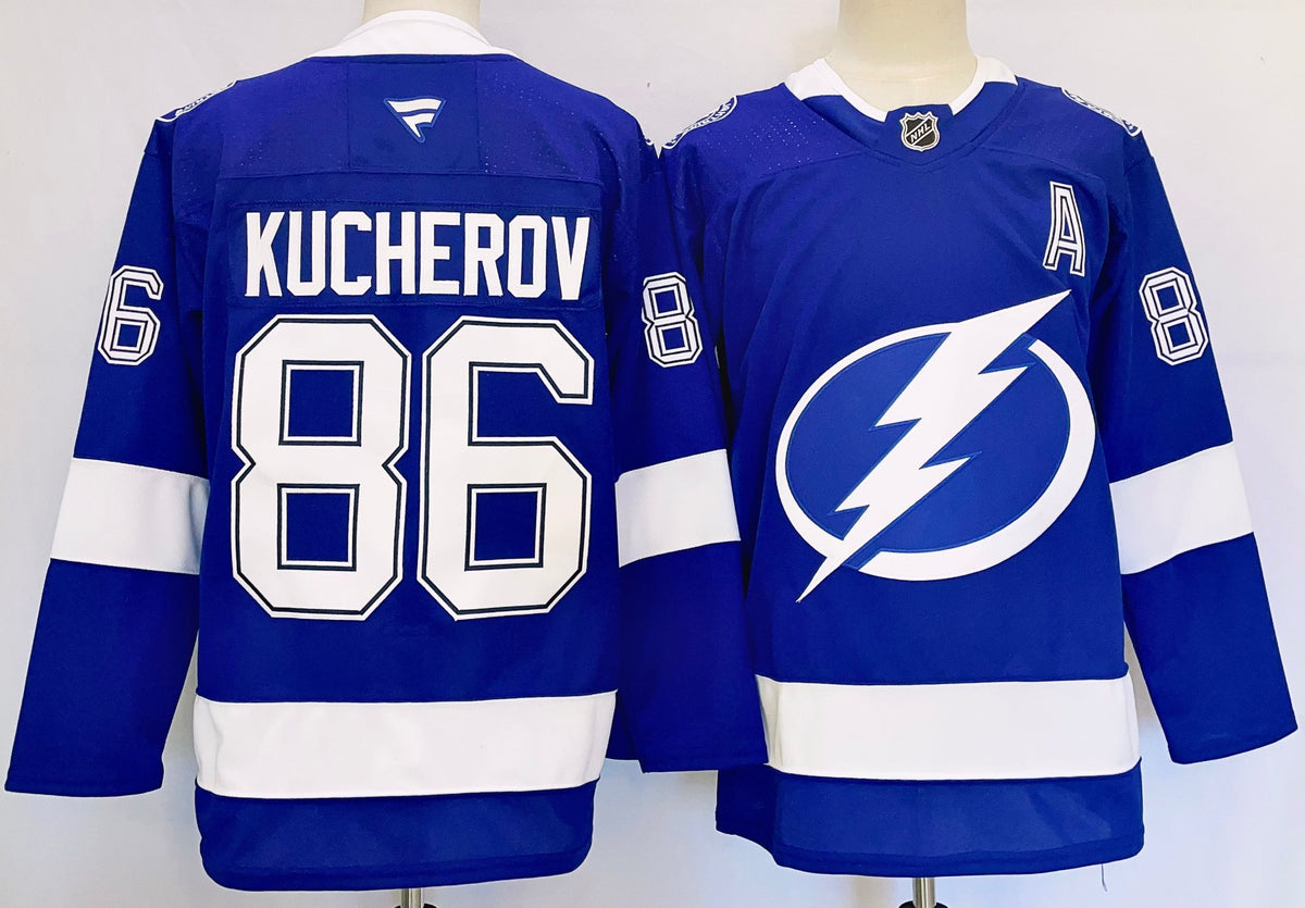 Custom Name Number Nikita Kucherov Blue Lightning Home Hockey Jersey -All Stitched
