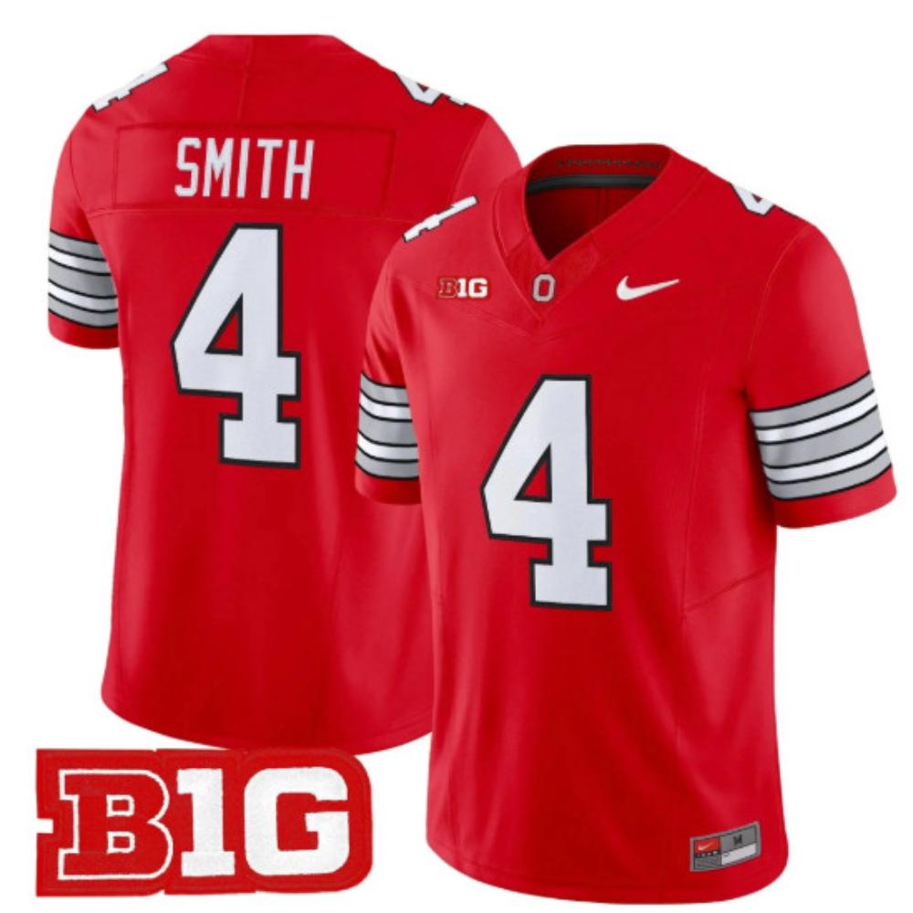 Custom Jeremiah Smith #4 Ohio State Buckeyes Scarlet White Black 2026 Tunnel Vision Limited Football Jersey -All Stitched