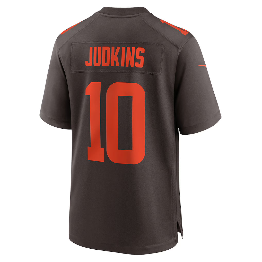 Custom Browns Alternate Brown All Stitched Jersey