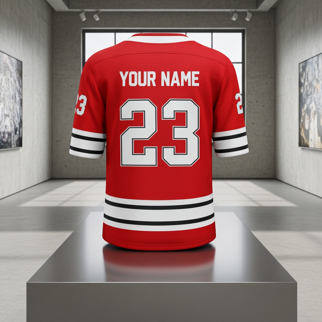 Custom Red Stitched Hockey Jersey