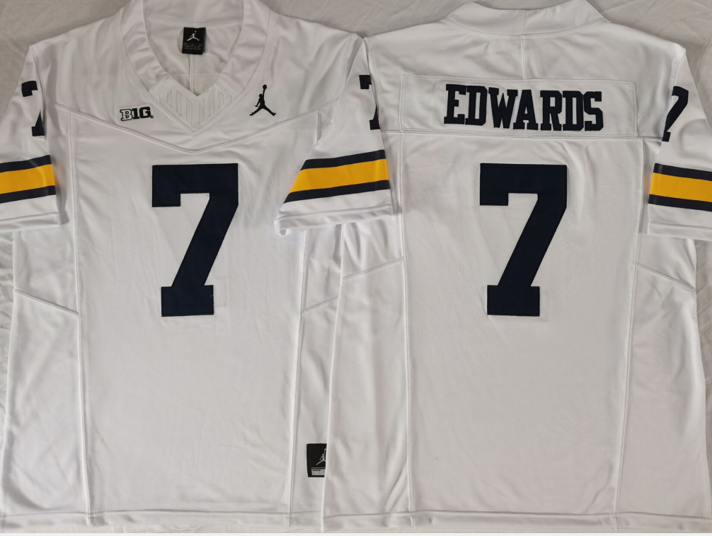 Custom Donovan Edwards #7 Michigan Wolverines Maize Navy White Limited Football Jersey -All Stitched