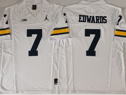 Custom Donovan Edwards #7 Michigan Wolverines Maize Navy White Limited Football Jersey -All Stitched