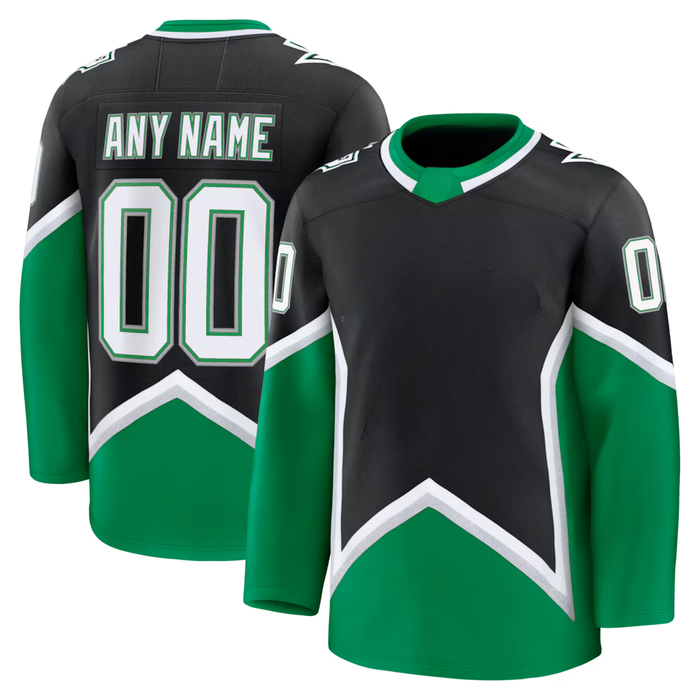 Custom Men's Black/Green Alternate Premium All Stitched Hockey Jersey
