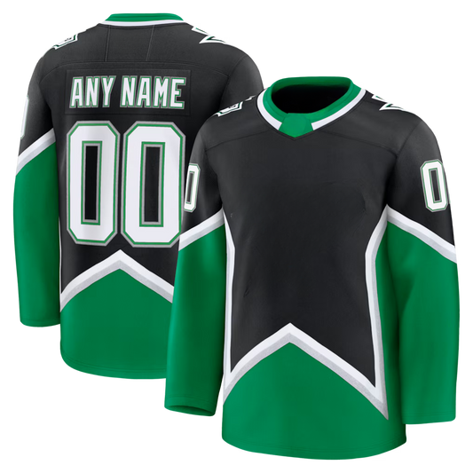 Custom Men's Black/Green Alternate Premium All Stitched Hockey Jersey