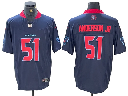Custom Tank Dell Texans 2nd Alternate Navy Limited Jersey -All Stitched