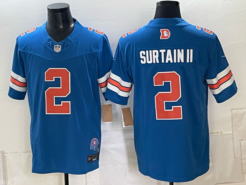 Men's Broncos Royal Throwback Limited Football Jersey -All Stitched