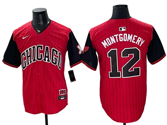 Colson Montgomery Red Black White Gray Baseball Jersey -All Stitched