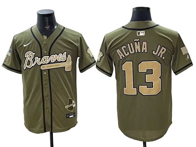 Custom Braves Olive 2026 Armed Forces Day Baseball Jersey -All Stitched