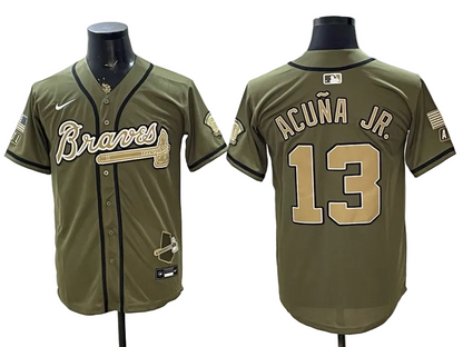 Custom Braves Olive 2026 Armed Forces Day Baseball Jersey -All Stitched
