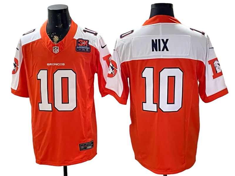 Custom Bo Nix Broncos Black Gold Orange Navy Limited Football Jersey -All Stitched