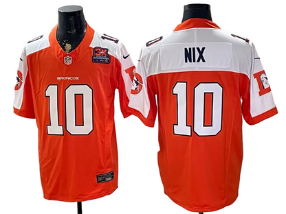 Custom Bo Nix Broncos Black Gold Orange Navy Limited Football Jersey -All Stitched
