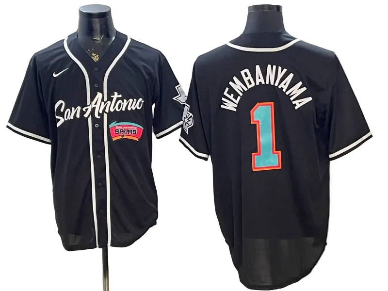 2026 Victor Wembanyama San Antonio Spurs Baseball Jersey -All Stitched