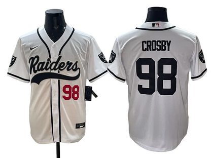 Custom Maxx Crosby Las Vegas Raiders White Black Gray Limited Baseball Jersey -All Stitched