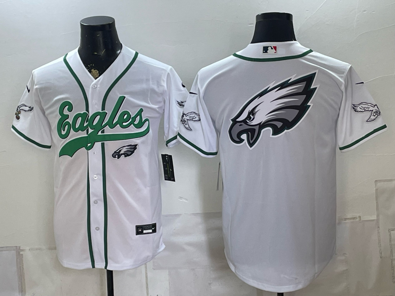 Custom Saquon Barkley Philadelphia Eagles White Stitched Baseball Jersey -All Stitched