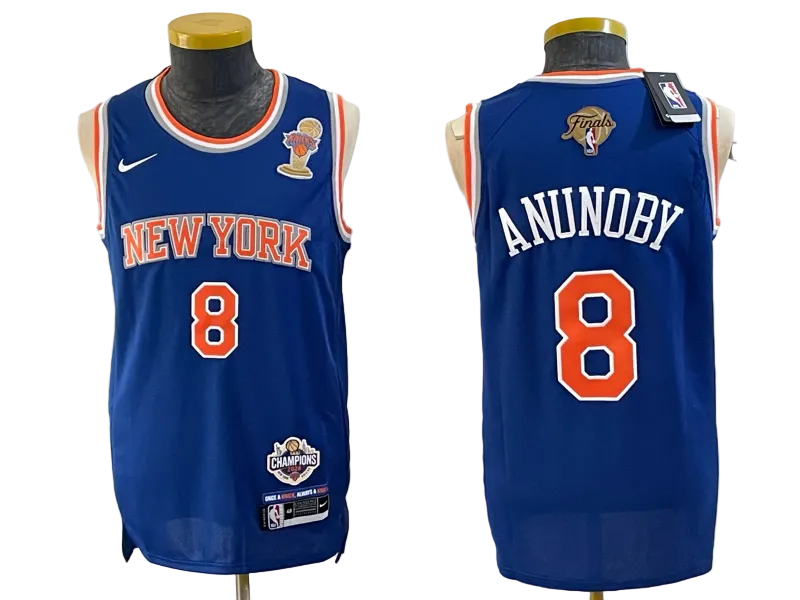 2026 OG Anunoby Jalen Brunson Josh Hart Karl-Anthony Towns Jose Alvarado Black Blue White Baskeball Jersey -All Stitched